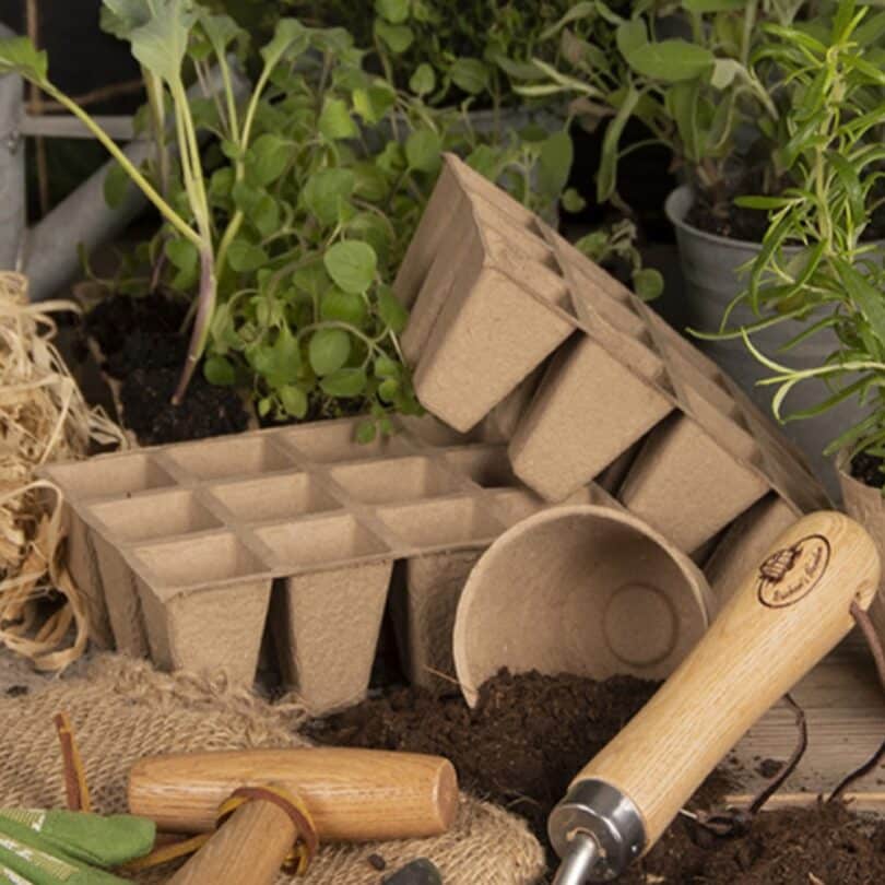 36 Pots biodégradables (3 plaques de 12 pots- 16×12 cm)