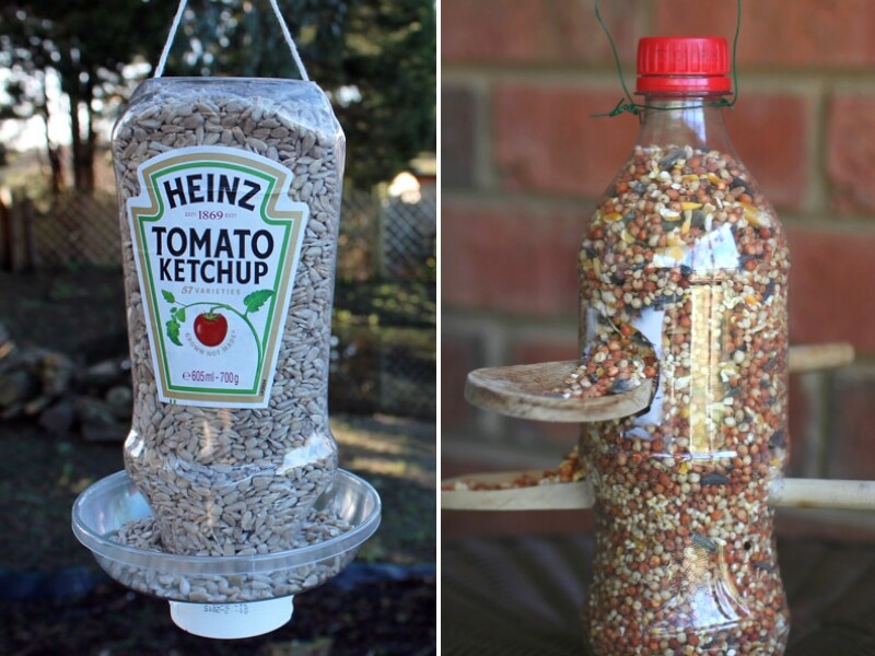 A partir d'un tube de ketchup ou d'une bouteille plastique - Source : Wildlifegadgetman.com