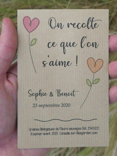 Cadeau d'invité mariage à semer (On récolte ce que l'on s'aime)