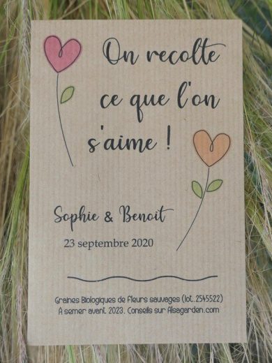 Cadeau d'invité mariage à semer (On récolte ce que l'on s'aime)