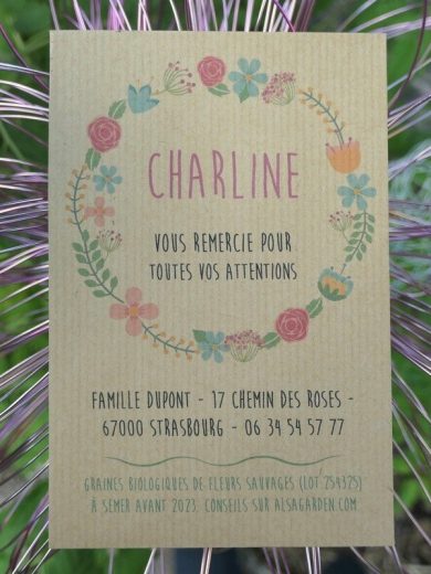 Faire-part de remerciement à semer (Couronne de fleurs)