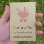 Faire-part à semer "C'est une fille" (Poussette)