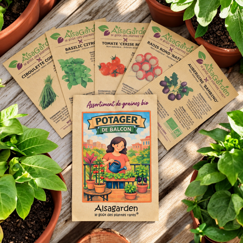 Assortiment Potager de Balcon (5 Variétés de graines BIO)