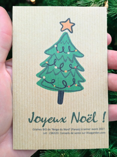 Carte de vœux à semer "Joyeux Noël" (Sapin) - Graines de 'Neige du Nord'