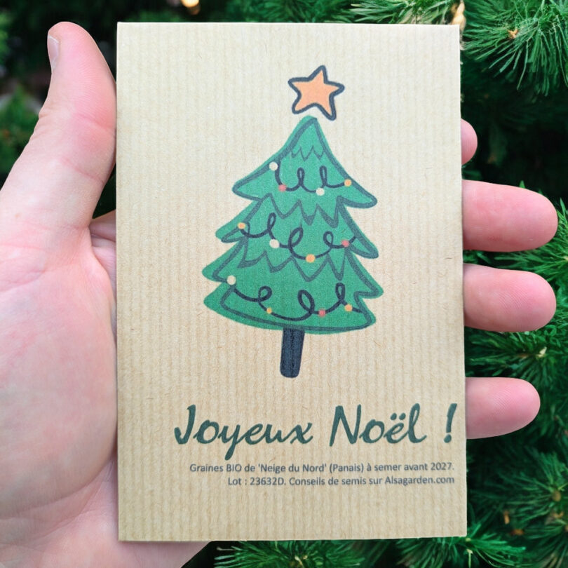 Carte de vœux à semer "Joyeux Noël" (Sapin) - Graines de 'Neige du Nord'