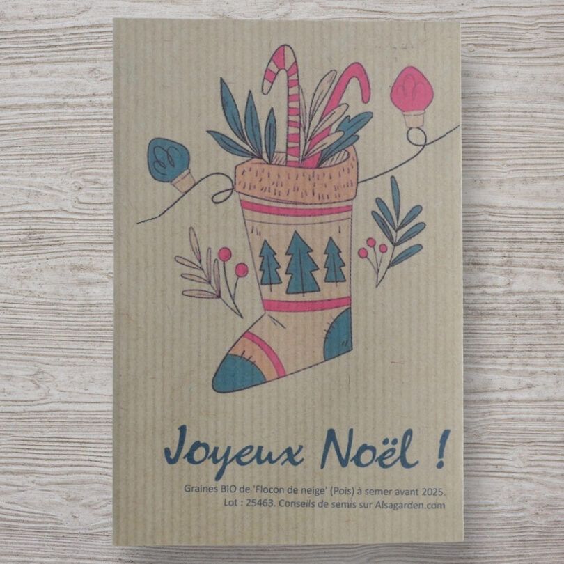 Carte de vœux à semer "Joyeux Noël" (Chaussette) - Graines de 'Flocon de Neige' – Image 2