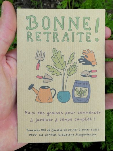 Carte de vœux à semer "Bonne retraite" (Jardiner à temps complet) - Graines de Carotte de Colmar