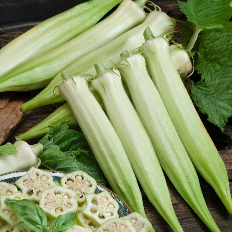 Okra Gombo 'Blondy White' (Variété rare) Graines – Image 2