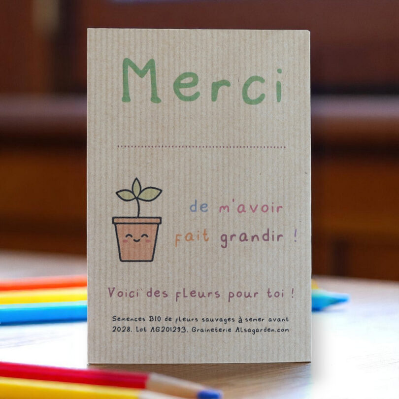 Carte de vœux à semer "Merci" à personnaliser (Jeune pousse) - Graines de Fleurs sauvages – Image 2